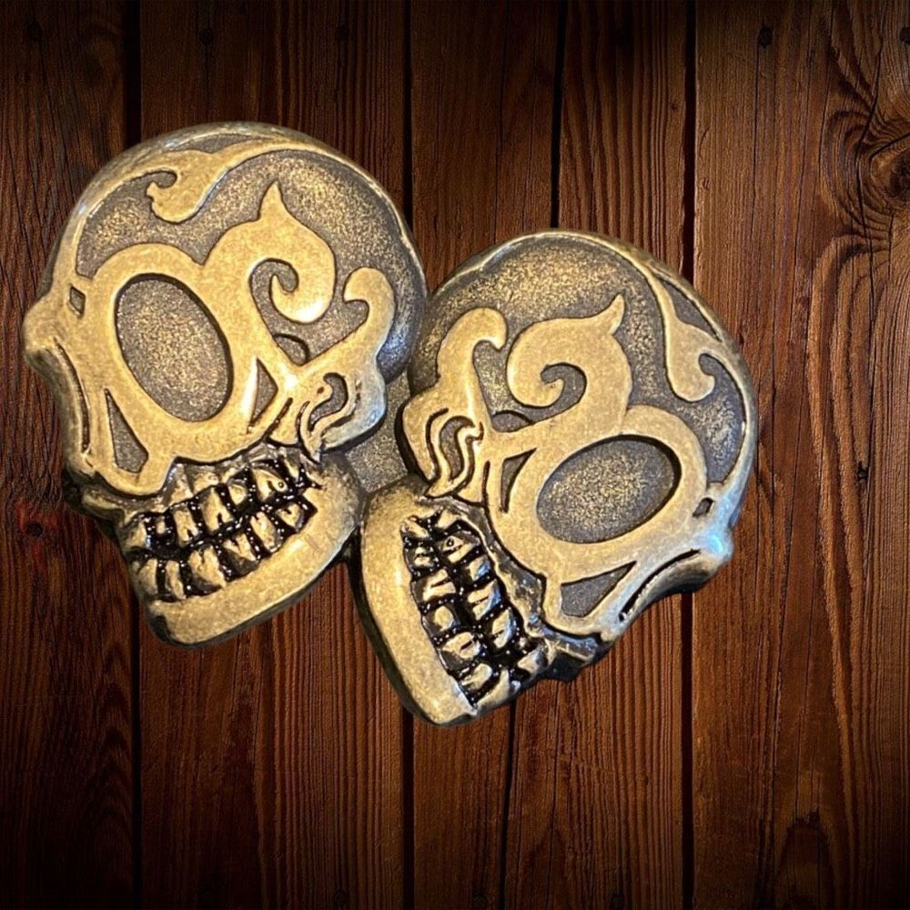 Skeleton Skull Belt Buckle Antiques Bronze